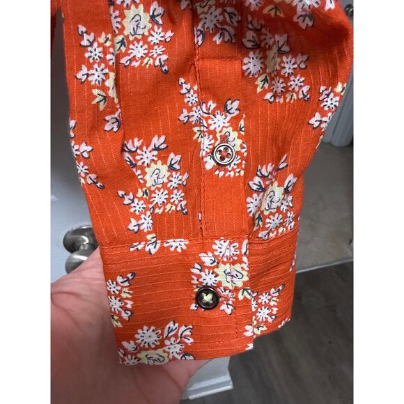 Anthropologie Pilcro Tavi Button Down Floral Orange Bohemian Blouse Size Small - Picture 5 of 7